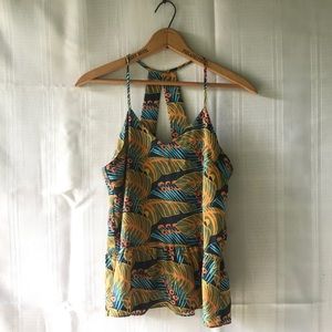NWT Anthropology Anegada Palm Print Cutout Tank